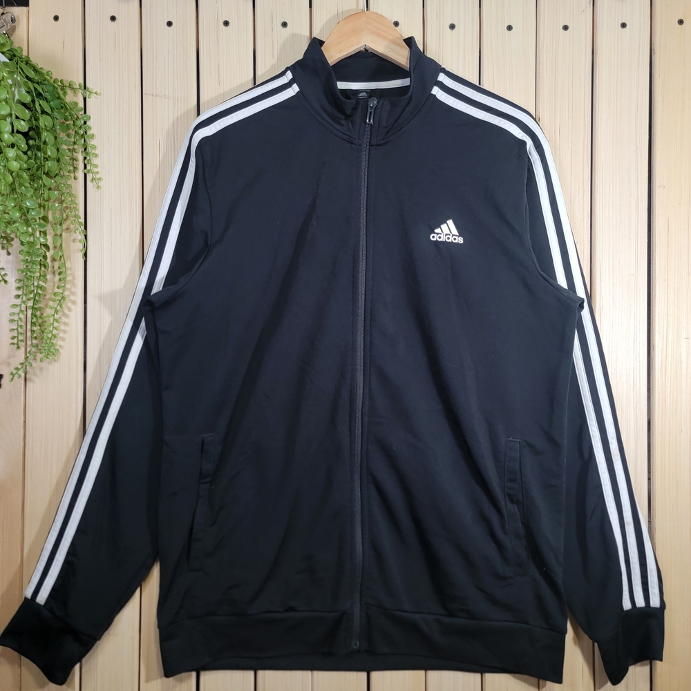 Adidas Jacket Black with White Accents Firebird Style